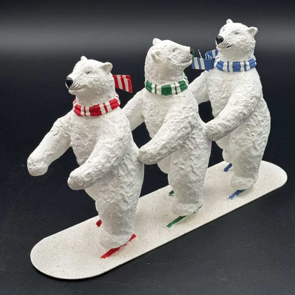 Department 56 Three 3 Polar Bears Skating Figurine Rare Winter Holiday Decor